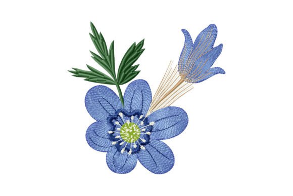 Blue Anemone Flower Embroidery Design Review
