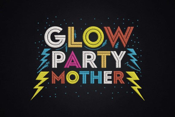 Color Vintage Retro Party Mother s Day Embroidery Design
