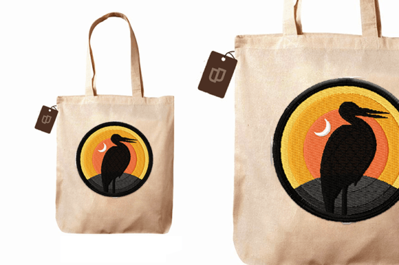 Cute Stork Patch with Sunset: A Designer's Review